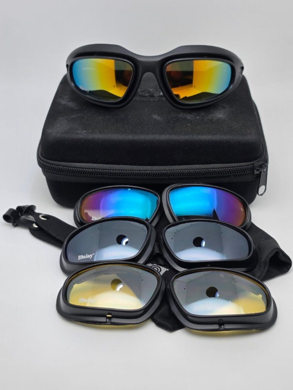 Daisy USA Military Black Frame 4x Lens Set Padded Tactical Shooting Sunglasses